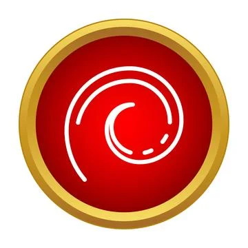 Spiral line drawing on a red button icon Stock Illustration