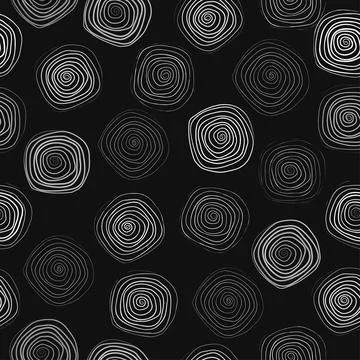 Spiral linear circles seamless pattern. Geometric background. Vector Illustrazione stock