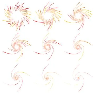 Spiral lines. Dynamic vortex, whirl shape set. Radial, radiating lines Stock-Illustration
