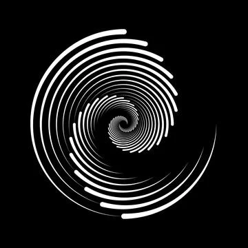 Spiral lines element. Radial spinning stripes texture. Circle swirl shape Stock Illustration