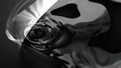 Spiral Liquid Motion Vortex in Monochromatic Dark Fluid Simulation Stock Footage 345728987