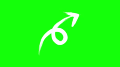 Spiral loop arrow animated white brush stroke doodle pointer drawing a curl.. Stock Footage 347694547
