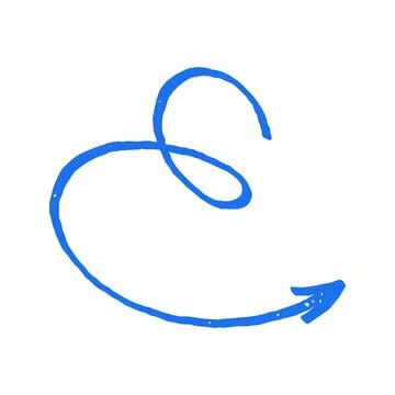 Spiral Loop Arrow Pointer Hand Drawn Doodle Vector Illustration For Navigatio 库存插图