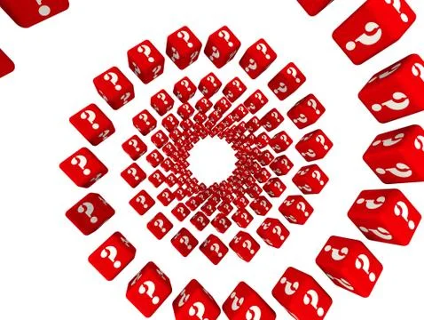 Spiral made from cubes with question marks Stock Illustration