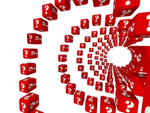 Spiral made from cubes with question marks Stock Illustration