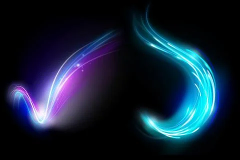 Spiral magic vortex light effect with glow vector. Neon energy swirl flare .. Stock Illustration