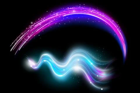 Spiral magic vortex light effect with glow vector. Neon energy swirl flare .. Stock Illustration