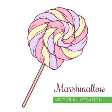 Spiral marshmallows candy Stock Illustration