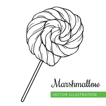 Spiral marshmallows candy  Stock Illustration