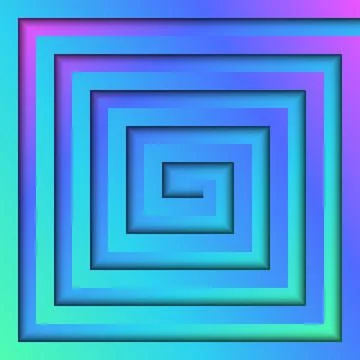 Spiral maze of bright gradient with shadows psychedelic futuristic backgrou.. Stock Illustration