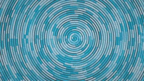Spiral Mosaic Wall Creating Hypnotic Circular Pattern In Shades Of Blue and.. Stock Footage 337888587
