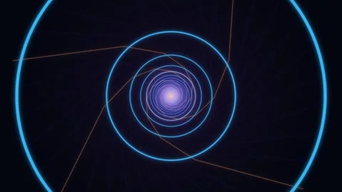 Spiral motion design with glowing lines in dark space Stock Footage 337386830