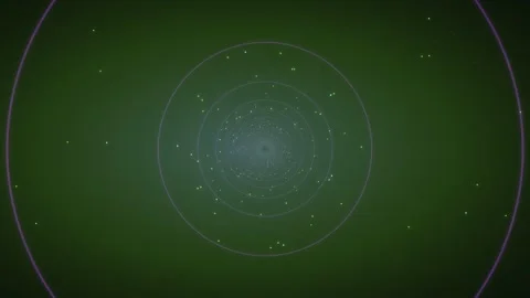 Spiral motion with glowing dots on dark green background Stock Footage 336995775