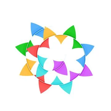 A spiral of multicolored flags on a string .Vector Stock Illustration