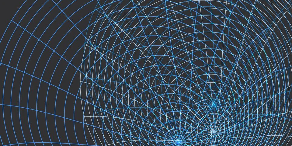 Spiral Network Grid: Convergence of Lines and Light. A Complex, Spiraling C.. Illustrazione stock