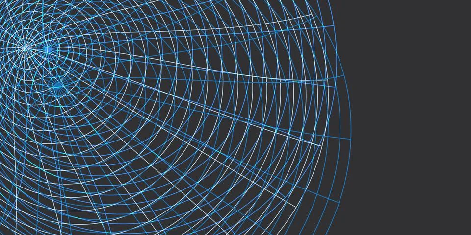 Spiral Network Grid: Convergence of Lines and Light. A Complex, Spiraling M.. 스톡 일러스트