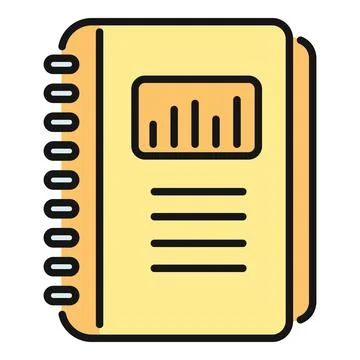 Spiral notebook with bar chart icon for data analysis Stock Illustration