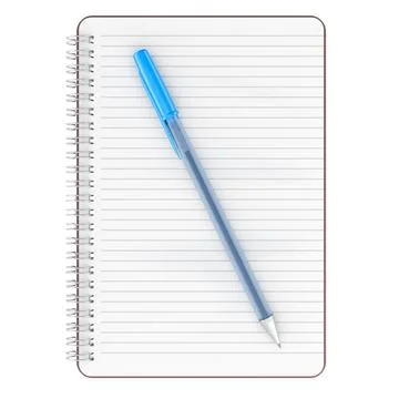 Spiral Notebook with Blue Pen, 3D Rendering Stock Illustration