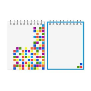 Spiral notebook with colorful geometric pattern Stock Illustration
