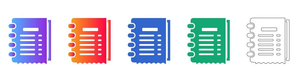 Spiral Notebook Document Icon Set Stock Illustration