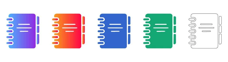 Spiral notebook document icon set イラスト素材