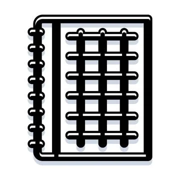 Spiral notebook with graph paper lines icon Stock Illustration