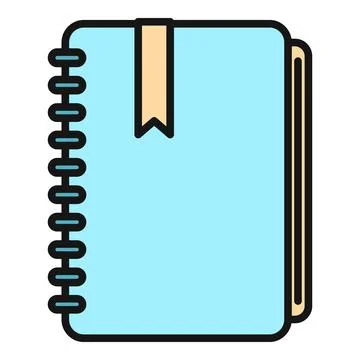Spiral notebook icon with a bookmark on blue cover Stock Illustration