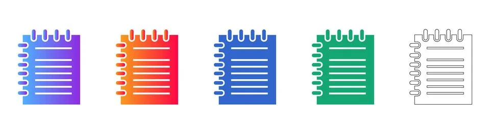 Spiral Notebook Icon Set Stock-Illustration