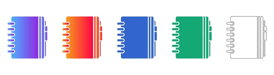 Spiral Notebook Icons for Note Taking Stock Illustration