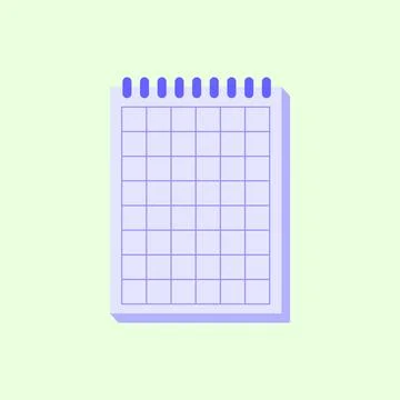 Spiral notebook illustration in flat design with checkered pages Stock Illustration