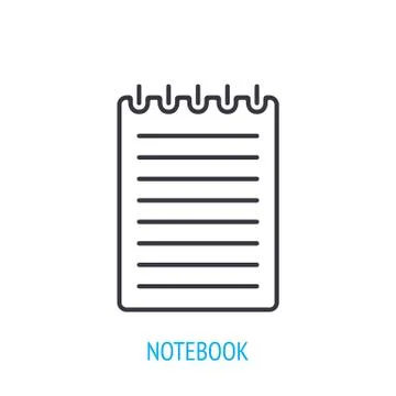Spiral notebook with notes. Outline icon. Vector illustration. Stock Illustration