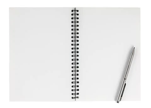 Spiral notebook with pen isolate Stock Photos