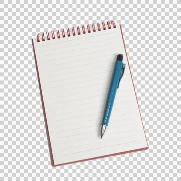 A spiral notebook with a pen Stock Photos