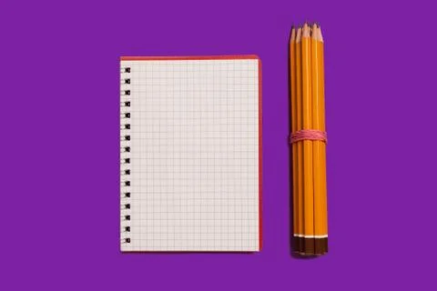 Spiral notebook with pencils Stock Photos
