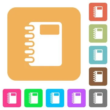 Spiral notebook rounded square flat icons 스톡 일러스트