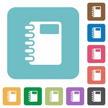 Spiral notebook rounded square flat icons 스톡 일러스트