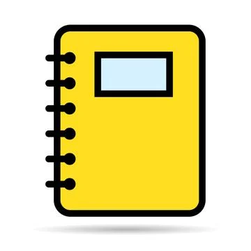 Spiral notebook shadow icon, paper blank page symbol, note web flat vector il Illustrazione stock