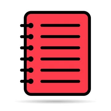 Spiral notebook shadow icon, paper blank page symbol, note web flat vector il Stock Illustration