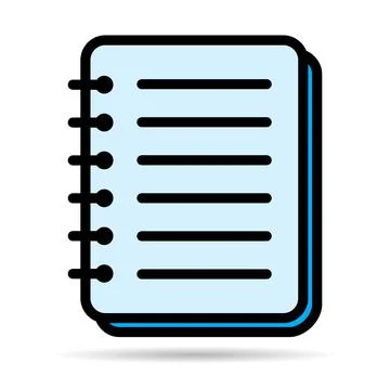 Spiral notebook shadow icon, paper blank page symbol, note web flat vector il Illustrazione stock