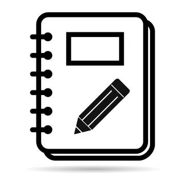 Spiral notebook shadow icon, paper blank page symbol, note web flat vector il Stock Illustration
