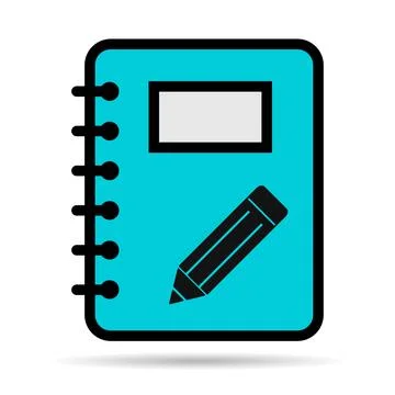 Spiral notebook shadow icon, paper blank page symbol, note web flat vector il Stock Illustration