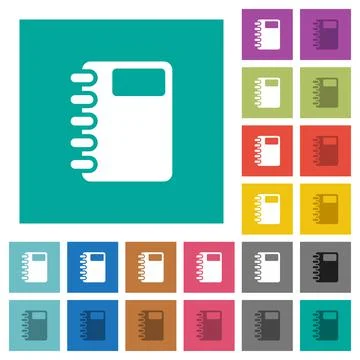 Spiral notebook square flat multi colored icons 스톡 일러스트