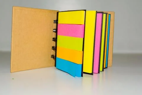 Spiral notebook of sticky notes on isolate white background. Foto stock