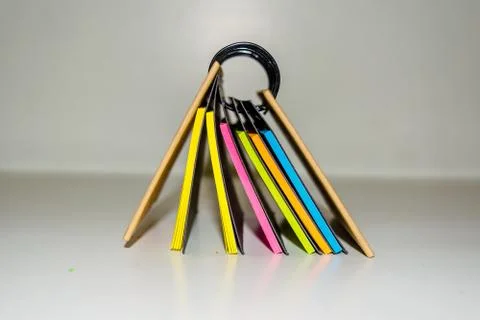 Spiral notebook of sticky notes on isolate white background. Foto stock