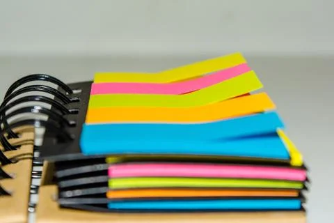 Spiral notebook of sticky notes on isolate white background. Foto stock