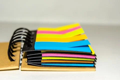 Spiral notebook of sticky notes on isolate white background. Foto stock