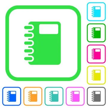 Spiral notebook vivid colored flat icons 스톡 일러스트