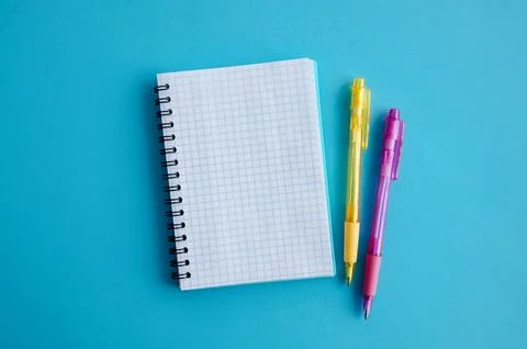 Spiral notebook for writing down goals and plans and a pen Stock Photos