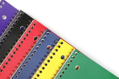 Spiral Notebooks in a stack on a white background Stock Photos