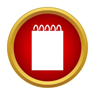 Spiral notepad icon on red round button Stock Illustration